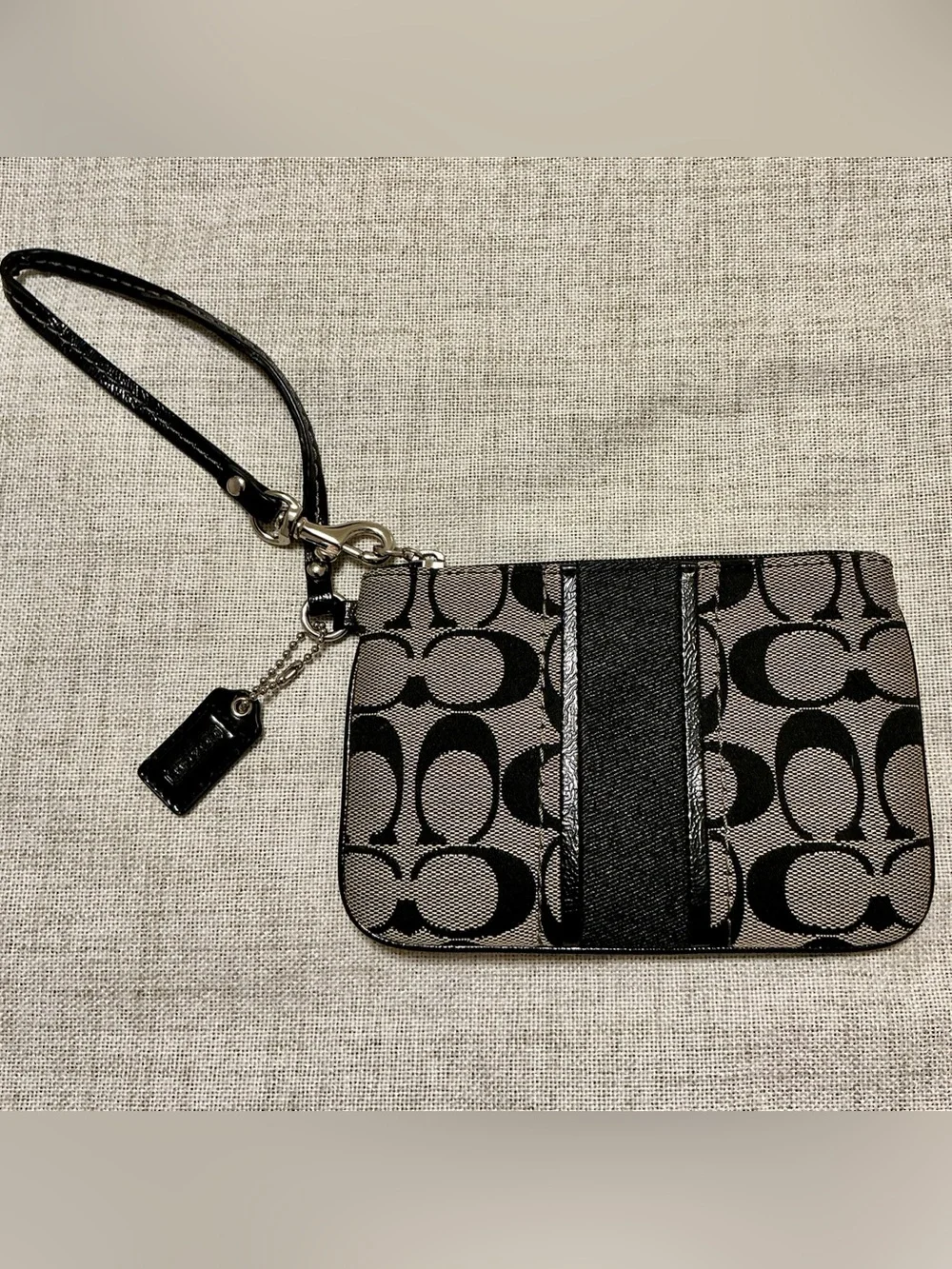 Coach Black Signature Canvas Wristlet
